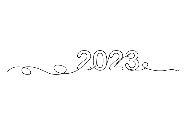 2023-Linie für Bannerdesign. Grußkarte, Banner, Poster. Vektor-Illustration. Bild auf Lager.