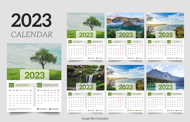 Vektor 2023 modernes kalenderdesign und kalendervorlagensatz für das neue jahr.