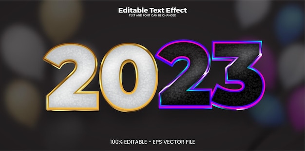 2023 Neujahr Bearbeitbarer Texteffekt im modernen Trendstil