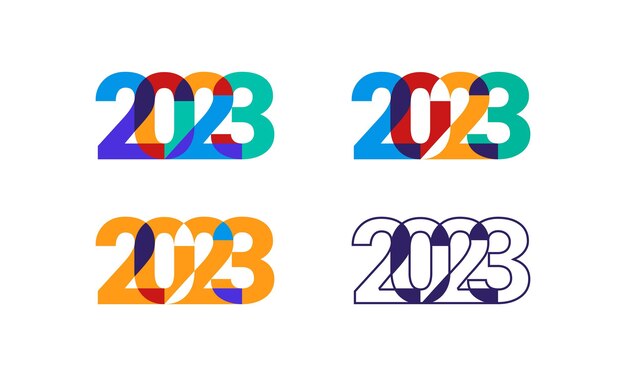 Vektor 2023 neujahr einfache bunte überlappende illustration mit für kalender oder grußkarte