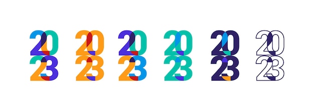 2023 neujahr einfache bunte überlappende illustration mit für kalender oder grußkarte