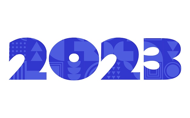 Vektor 2023 neujahr einfache geometrische zahlen formen gesetzt banner design vorlage logo text zeichen isoliert auf weißem hintergrund urlaub grußkarte vektor stock illustration