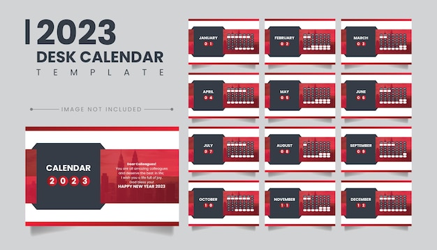 2023 neujahr tischkalender vorlagendesign