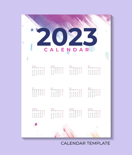 2023 Neujahr Wandkalender Vorlagendesign.