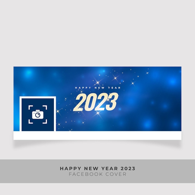 2023 Neujahr wünscht Banner mit glänzendem Lichteffekt Facebook-Cover