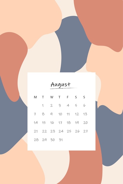 2023 Sommerkalender Design August 2023 Briefpapier Kalender für August 