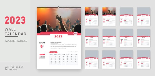 2023 wandkalender vorlagendesign 12 seiten