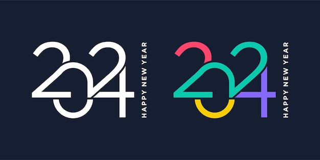 Vektor 2024 frohes neues jahr logo-design-vektor bunte und trendige design-vorlage für das neue jahr 2024