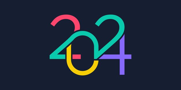 Vektor 2024 frohes neues jahr logo-design-vektor bunte und trendige design-vorlage für das neue jahr 2024