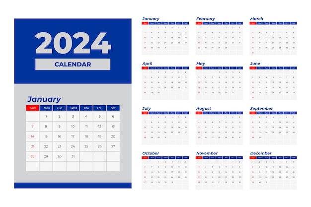 2024 kalendervorlage editierbarer vektor