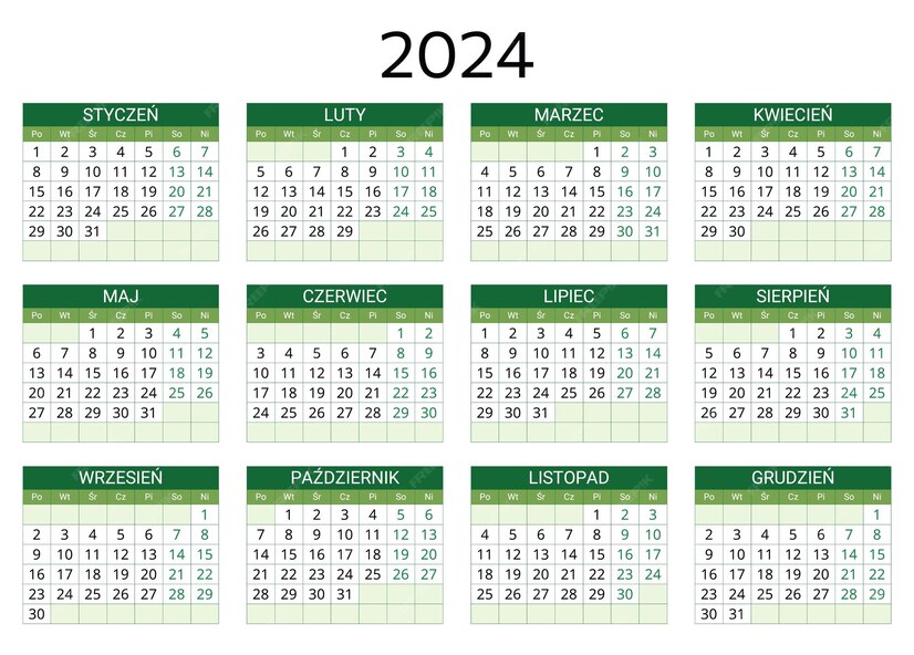 2024 polnischer kalender druckbare bearbeitbare vektorillustration für 