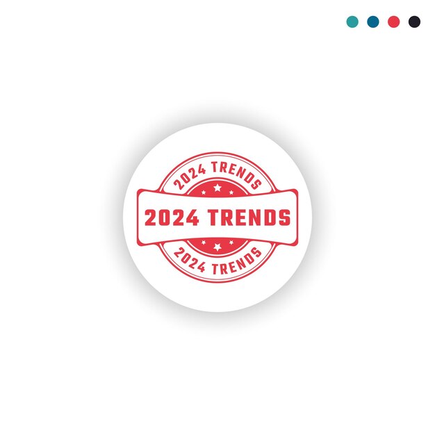 Vektor 2024 trends aufkleberschild oder stempel, rundes etikett auf weißem hintergrund