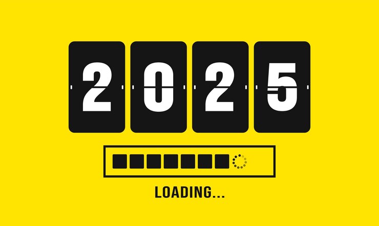 Vektor 2025 fortschritt ladezeile hintergrund oder banner design vorlage glückliches neues jahr wunsch ladezeile
