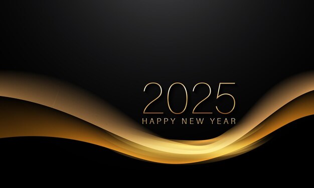 2025 neujahr abstraktes, glänzendes goldwellen-designelement