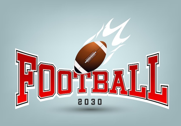 2030 American Football Konzept Vektordesign American Football Banner Football Ball auf einem isolierten