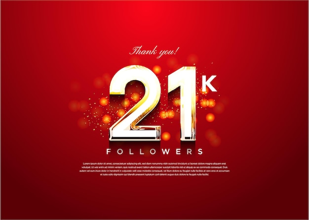 21.000 Follower-Feier mit glänzendem Blasen-Hintergrunddesign-Premium-Vektor