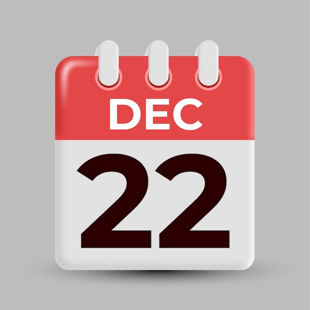 22 Dezember Monatskalender-Design mit 3D-Look