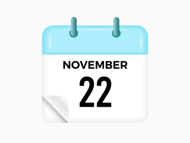 22. November Kalender und Zeitplaner Tageskalender Ikonen Erinnerung Vektor Illustration