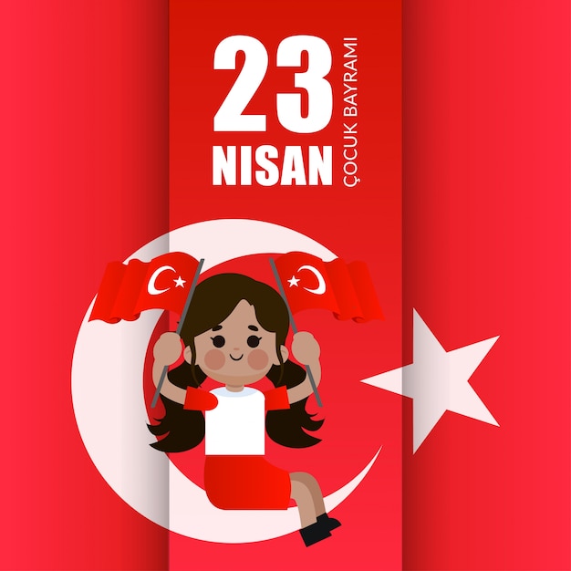 Vektor 23 nisan cocuk bayrami