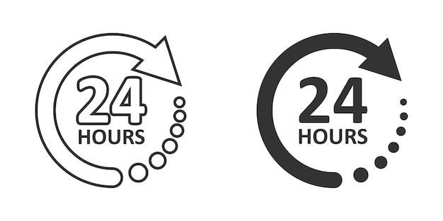 24-Stunden-Service-Symbol im flachen Stil Ganztägige Geschäfts- und Service-Vektorillustration auf isoliertem Hintergrund Geschäftskonzept für schnelle Servicezeiten
