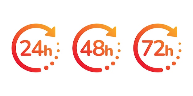 24 und 72 stunden mit pfeil-loop-symbol und open order-ausführung oder lieferzeichen