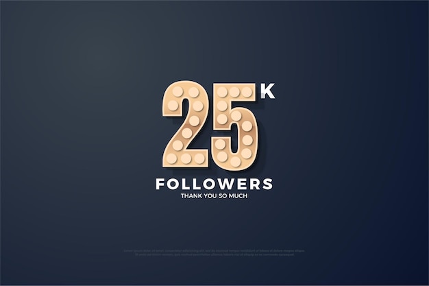 25.000 Follower mit 3D-Zahlendarstellung im Hintergrund