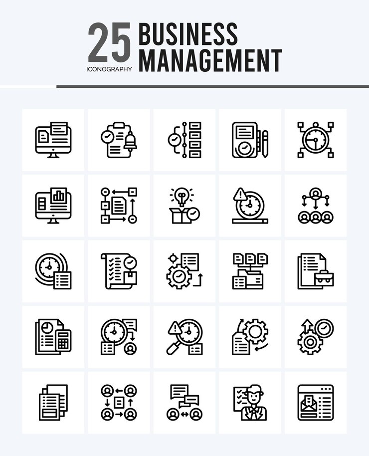 25 Business Management Gliederungssymbole Packvektorillustration