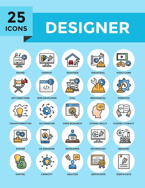 25 Designer-Ikonensatz