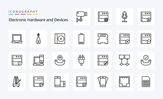 25 Geräte-Line-Icon-Pack Vektor-Icons-Illustration