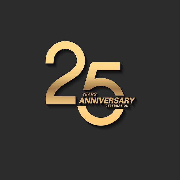 25 Jahre Jubiläumsfeier Logo mit eleganten modernen Zahlen Goldfarbe für die Feier