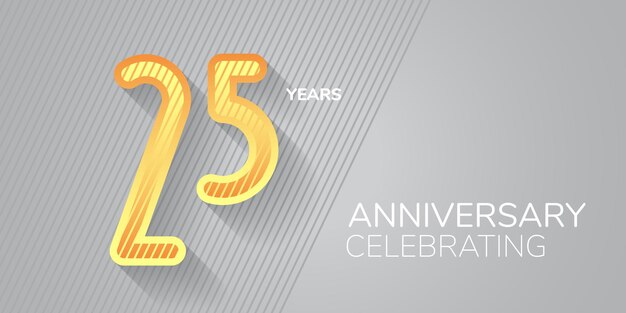 25 jahre jubiläumssymbol, logo. neonnummer und bodycopy zum 25-jährigen jubiläum, einladung