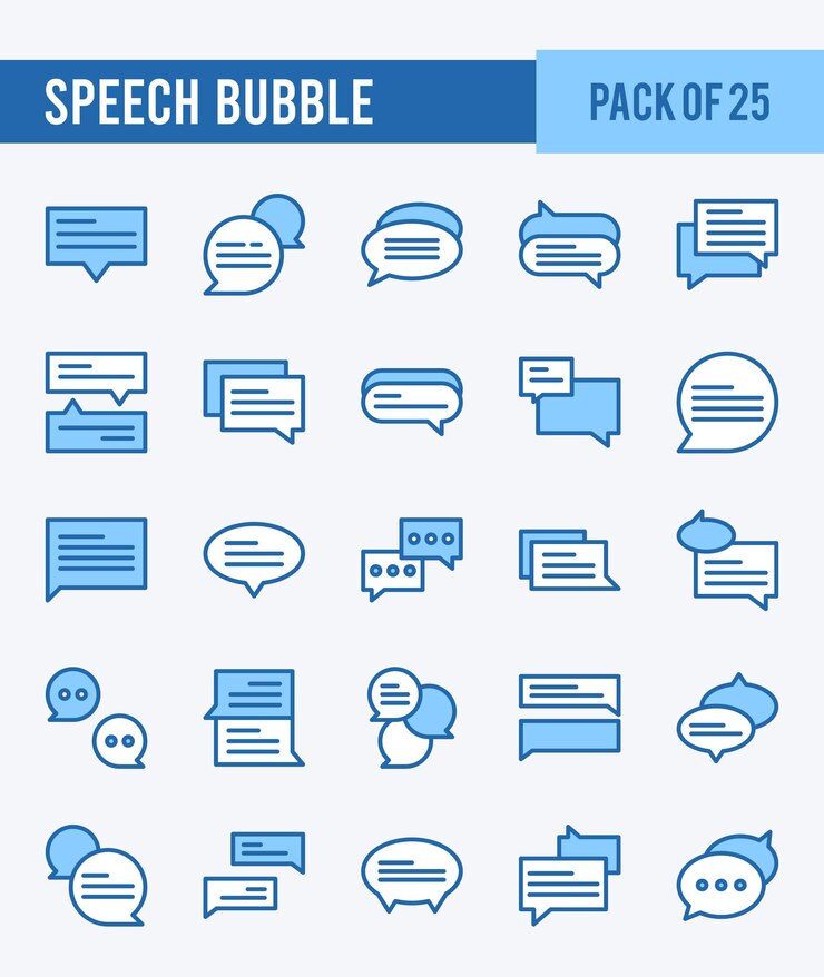 25 Sprechblase zweifarbige Symbole Packvektorillustration