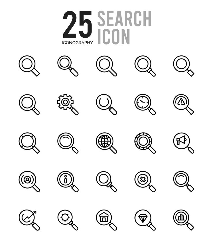 25 Suche Lineal Color Icon Pack Vektorillustration