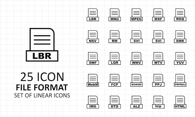 25 symbolblatt für lineare dateiformate