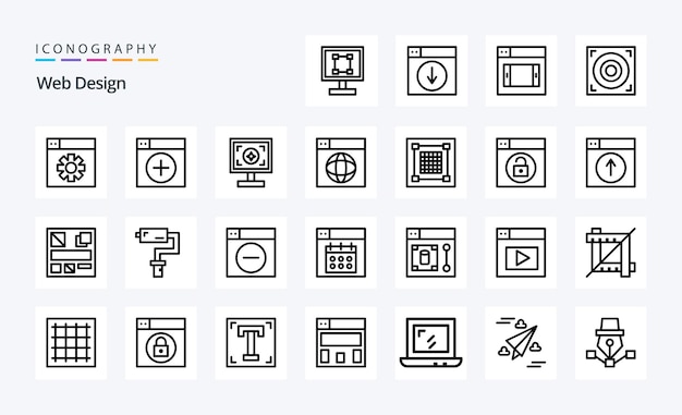 25 Symbolpaket für Webdesign-Linie Vektorsymbole Illustration