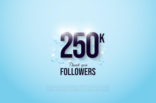 250.000 Follower mit Zahlen auf blau leuchtend