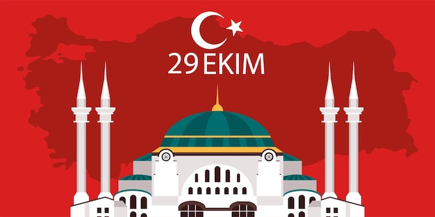 29 ekim Flachillustrationsdesign für die Türkei
