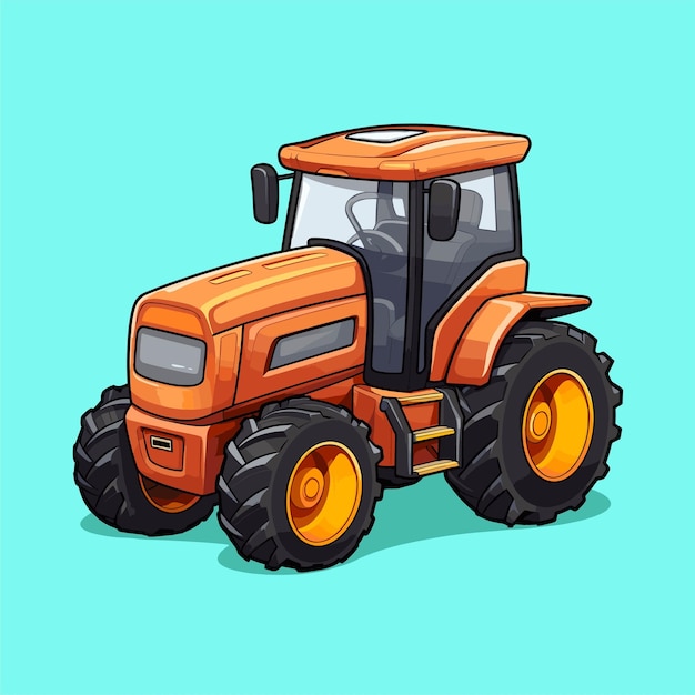 Vektor 2d-bild eines orangefarbenen traktors