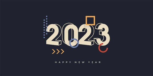 2d frohes neues jahr 2023 mit farbenfrohem illustrationsdesign