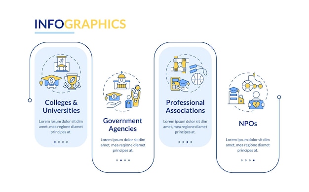 2d-sportstipendien-vektor-infografik-vorlage mit liniensymbolen, datenvisualisierung mit 4-stufigem prozesszeitdiagramm