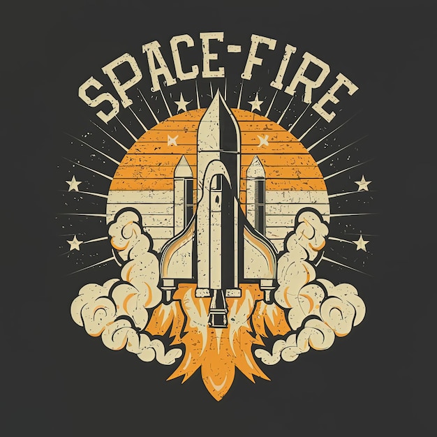Vektor 2d t-shirt vektor-illustration raketenraum feuer rauch farbe