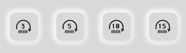 3 5 10 15 Minuten Informationssymbol App-Schaltflächenvektordesign