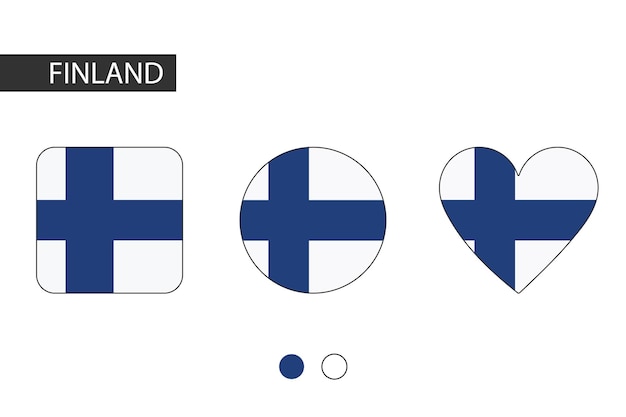 3 finnland in form eines quadratischen kreises herz mit stadtflagge isoliert auf weißem hintergrund