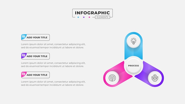 3 Schritte Business-Prozess-Infographik-Design-Vorlage