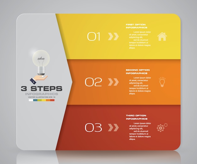 3-schritte-diagramm für die datenpräsentation.