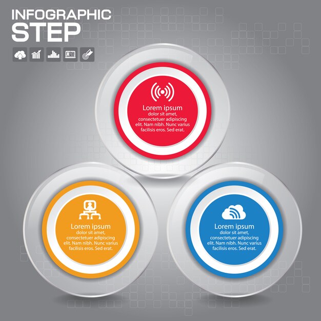 3 schritte infografik-designelemente