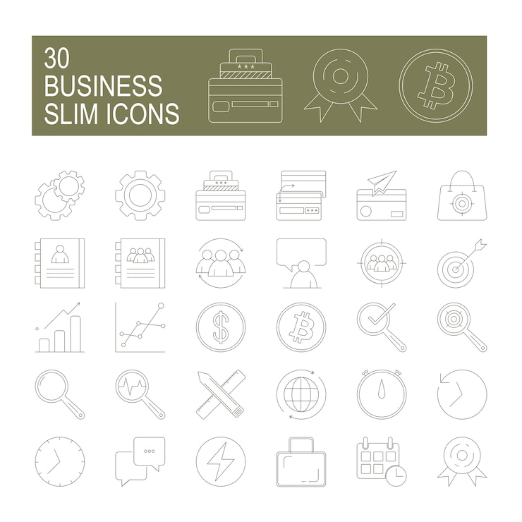 30 Business Slim Linie Icons