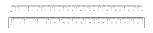 30 cm-Skala und Linealvorlage Mathematik- oder geometrisches Werkzeug zur Messung von Entfernungen, Höhe oder Länge mit Kennzeichnung und Zahlen
