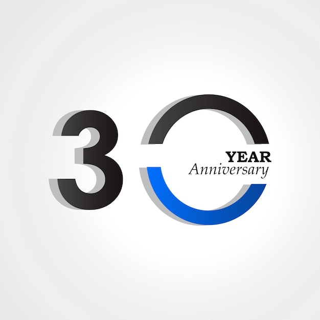 30 jahre jubiläumsfeier schwarz blau farbe vektor template design illustration