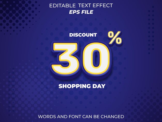 30 Prozent Texteffekt-Schriftart, bearbeitbarer Typografie-3D-Text